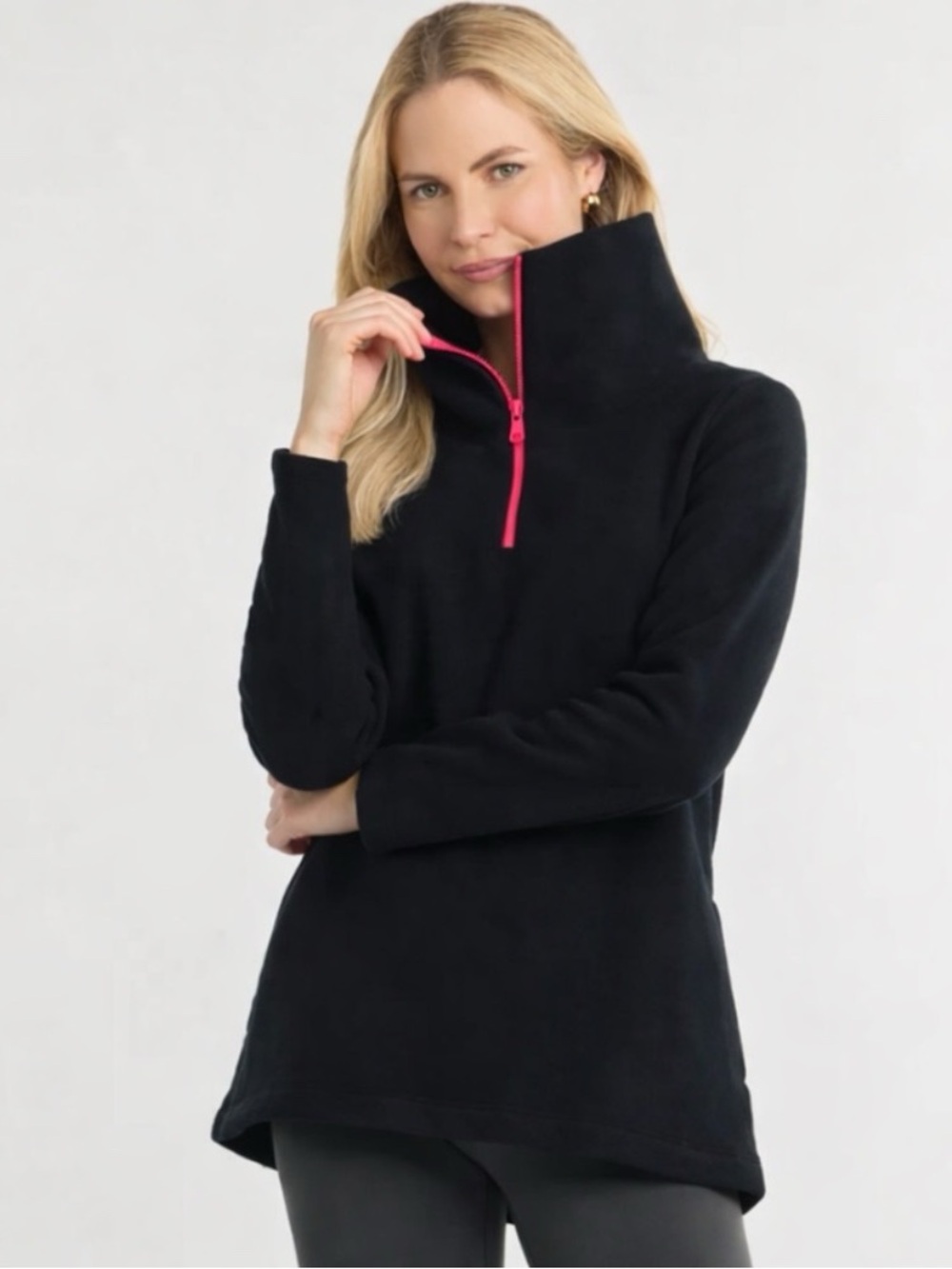 Dudley Stephens. Vello Fleece Prospect Pullover. Black/Neon Pink. Size Large.